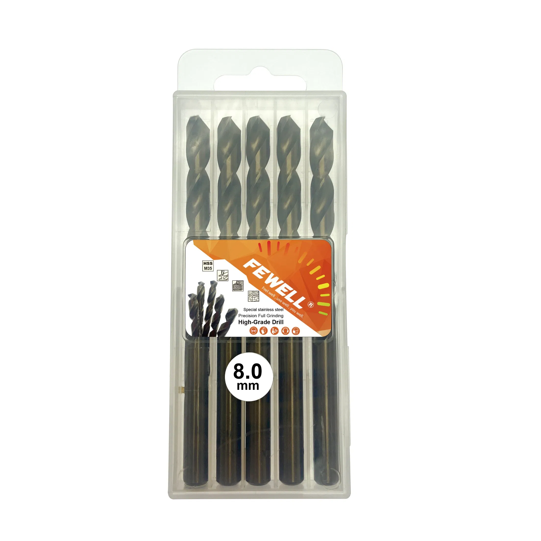 8mm Fully Ground 5% Cobalt M35 HSS Twist Drill Bits for Drilling Metal, Inox and Stainless Steel