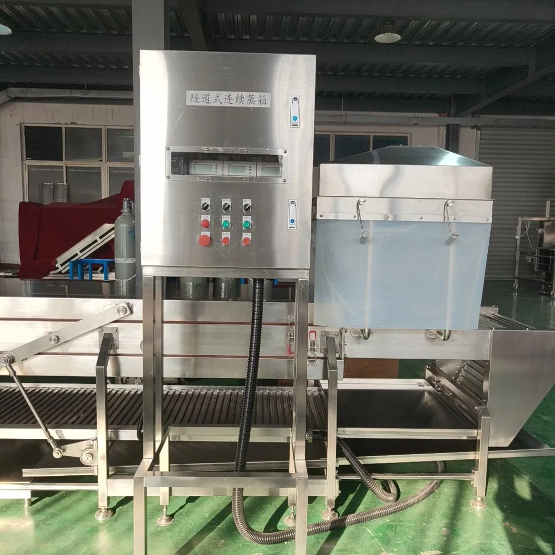 Macchina da cucina a spirale continua di tipo tunnel, un'apparecchiatura di pre-cottura per la lavorazione alimentare utilizzata per cuocere ortaggi a radice e a fusto e carni