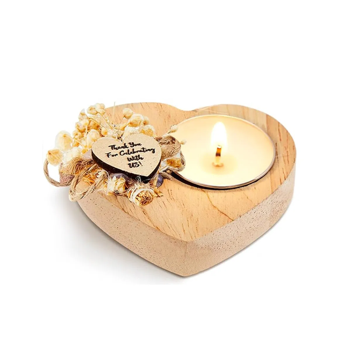 Holzherz-Teelichthalter für Hochzeitsgeschenk Rustikale Tischdekoration