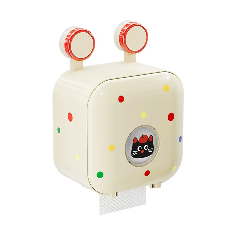 Cartoon Waterproof Hanging Bathroom Storage Toilet Paper Roll Holder Punch-Free Organizer
