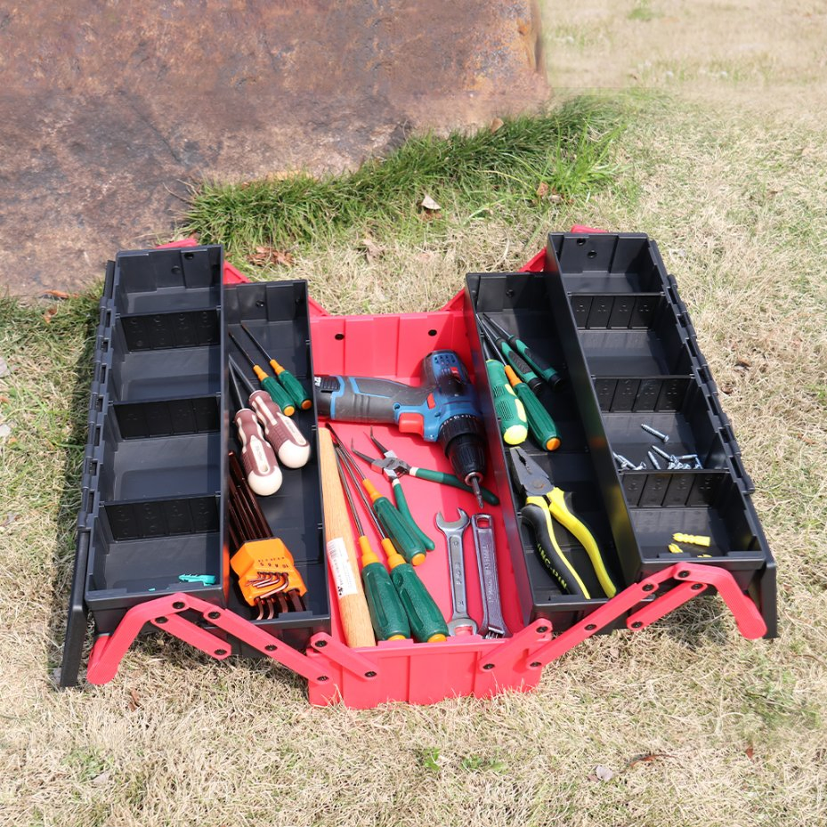 New Design Foldable 18 Inches 3 Layers 5 Trays Mechanical Plastic Toolbox