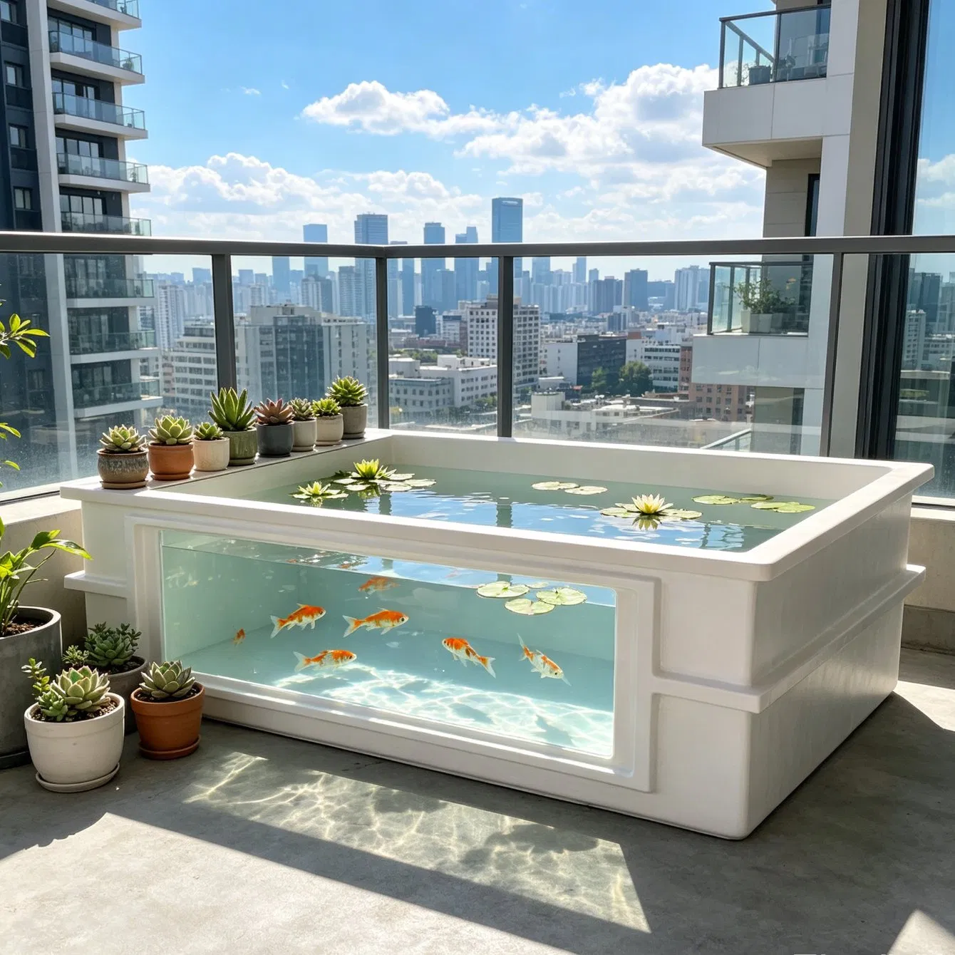 Fiberglass Fish Tank with Acrylic Viewing Window for Farm