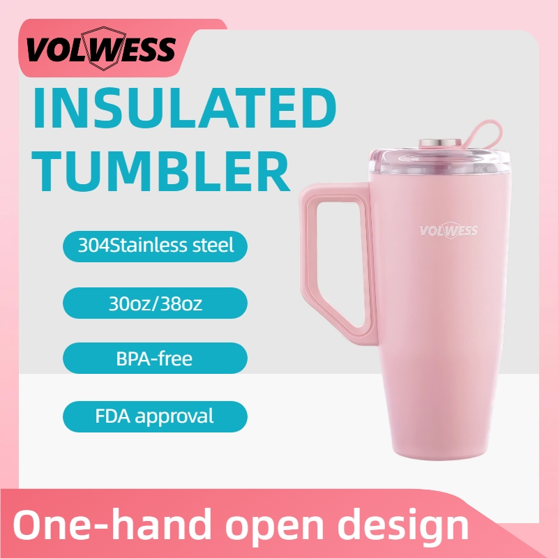 Pink Insulated Tumbler Stainless Steel Water Bottle Travel Mug for Auto