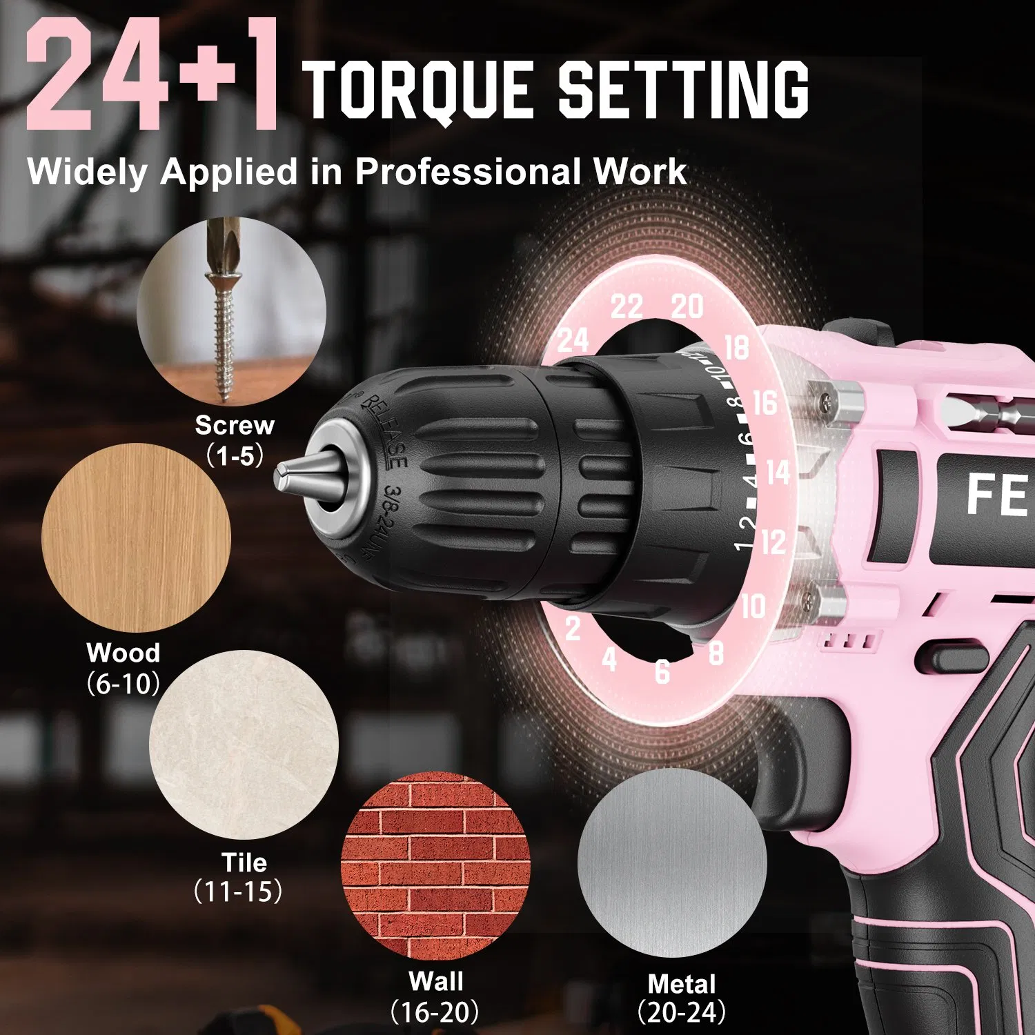 Feihu New Design Cordless Impact Drill Li-ion Battery 13mm Power