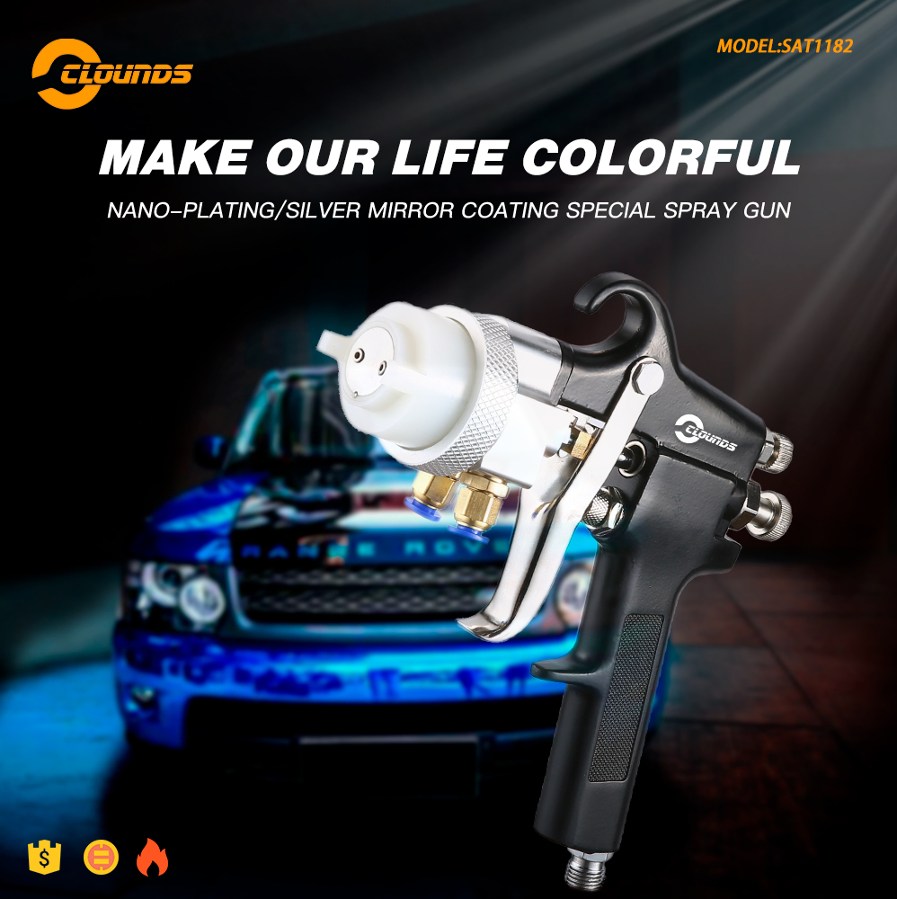 Light Weight Nano Chrome Silver Paint Spray Gun Double Nozzle