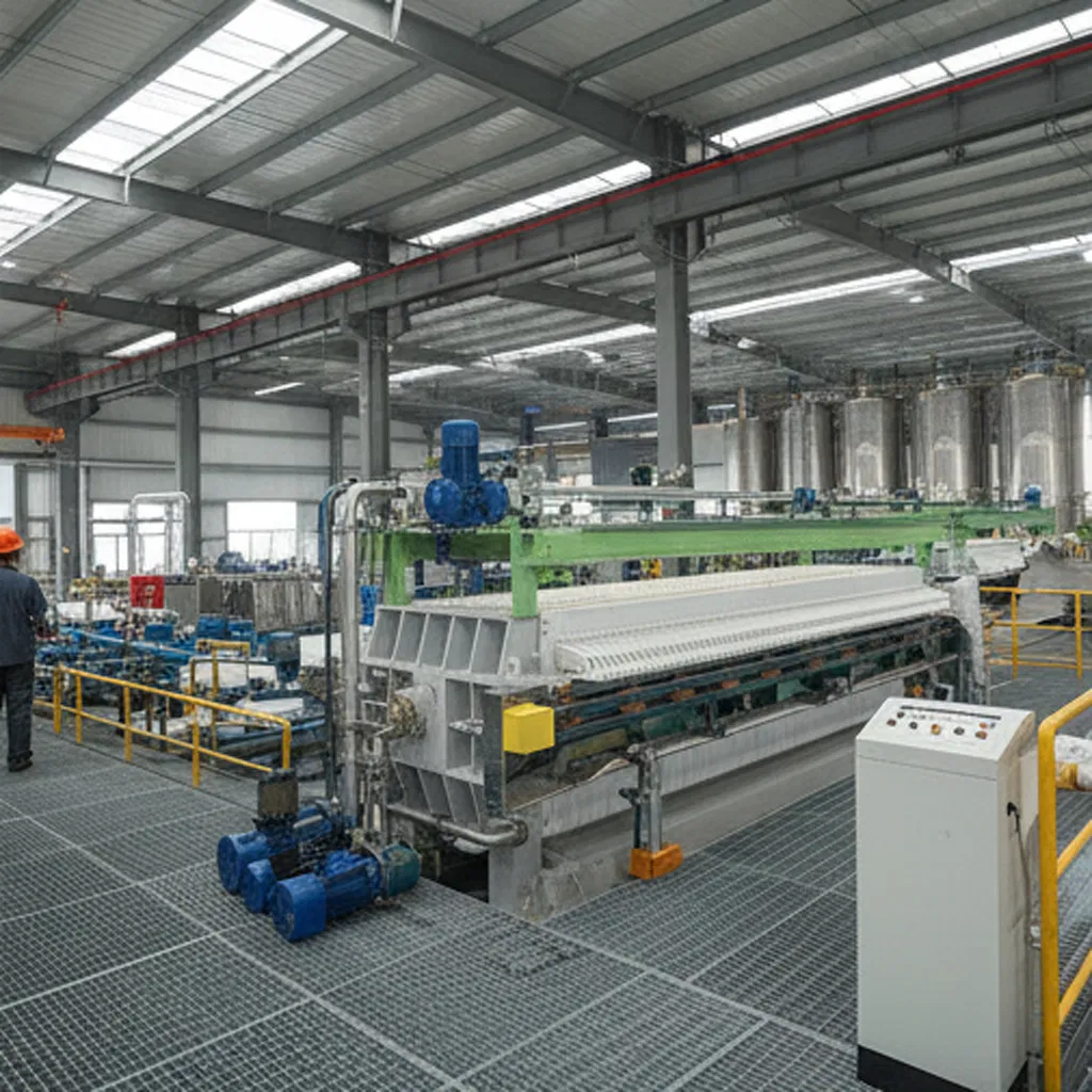 Filtro prensa para el deshidratado de lodos y la recuperación de agua en fábricas de papel