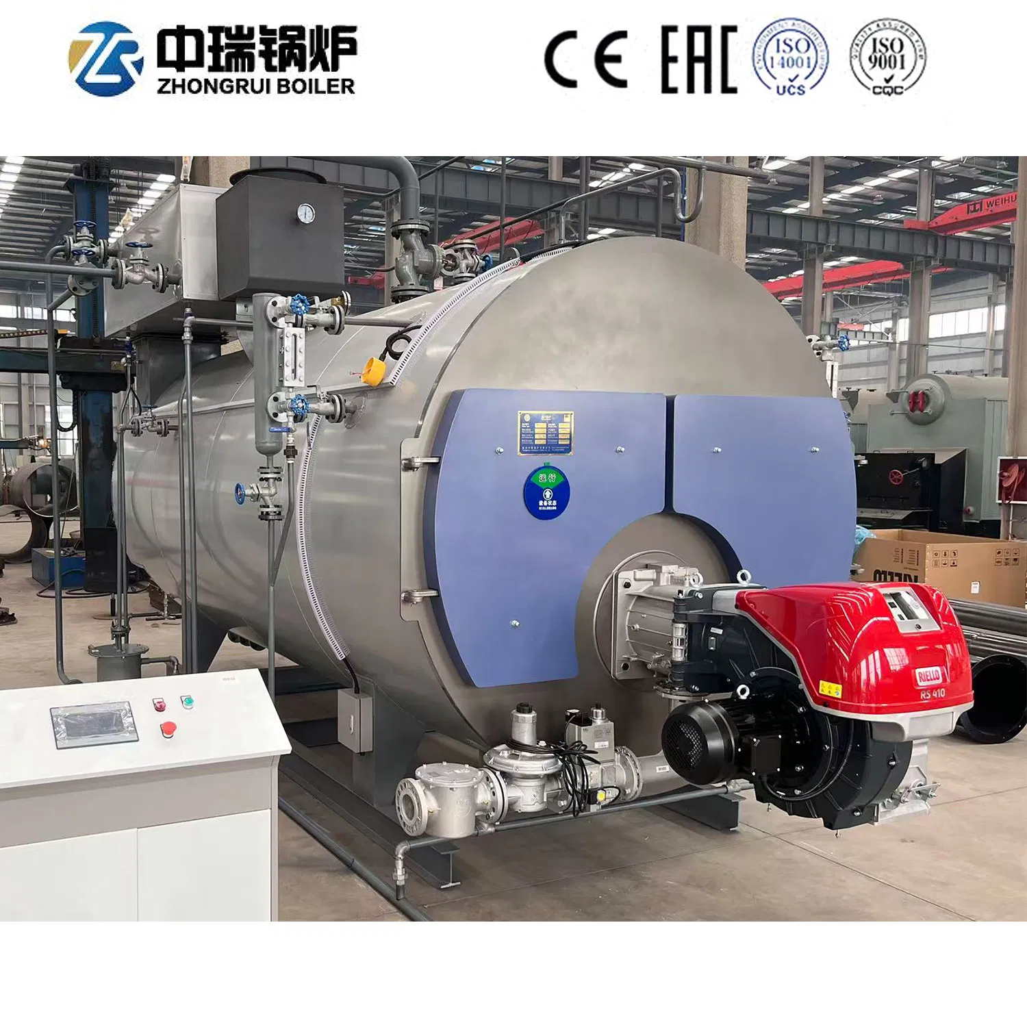 Wns-Serie 1-15 t/h Biogas- und wasserstoffbefeuerter Altöl-Dampfkessel mit Low-NOx-Brenner, CCC- und CE-zertifiziert für Biogaskraftwerk und lebensmittelverarbeitende Fabrik