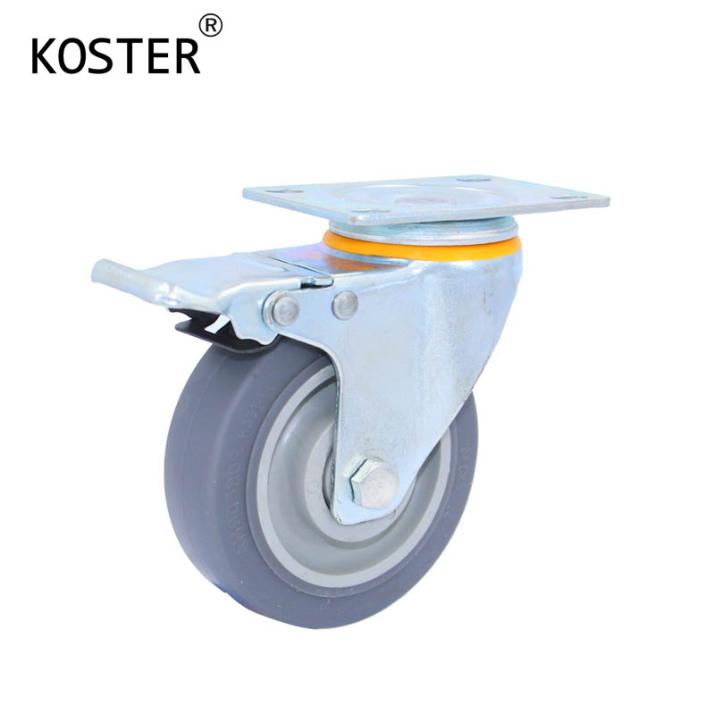 Carro industrial de 100 kg con rueda giratoria de plástico gris