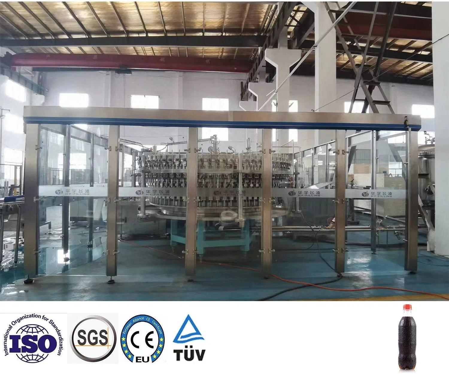 Máquina de embotellado de bebidas carbonatadas totalmente automática, línea de embotellado de cerveza artesanal de refrescos carbonatados, sistema de llenado de botellas de PET