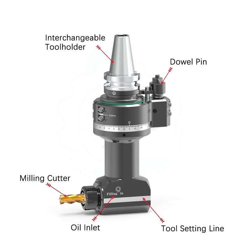 Cabezal angular de alta precisión CNC 90° Bt40-Er25-110