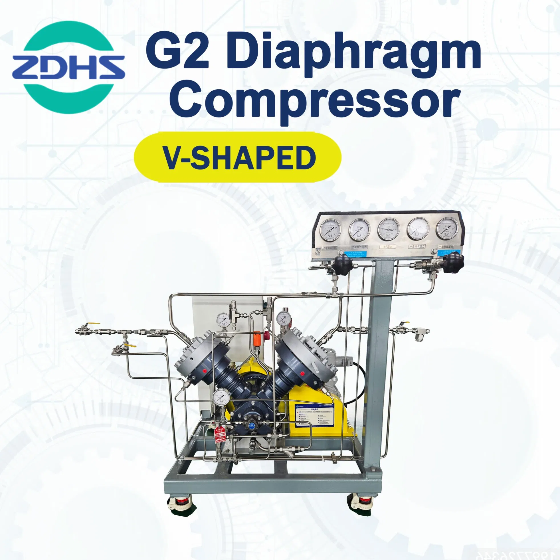 Compressore a diaframma per gas H2, compressore di tipo V per idrogeno