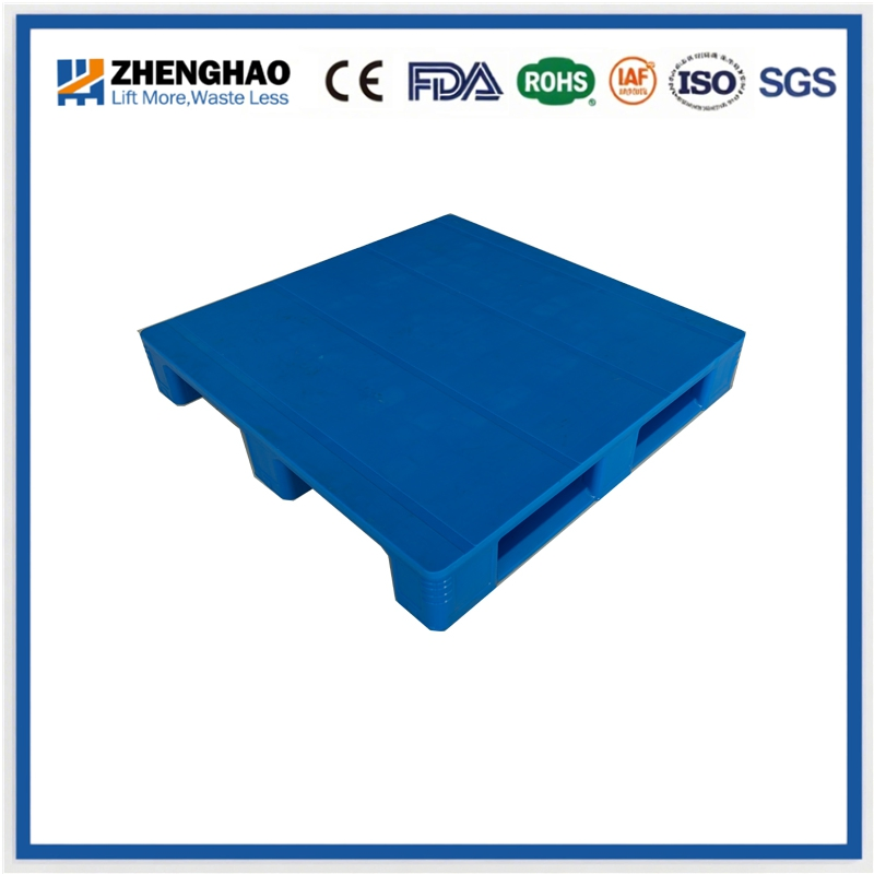 Palé de plástico HDPE virgen de 1100X1100 de tapa plana grado alimenticio para la industria alimentaria y almacenamiento