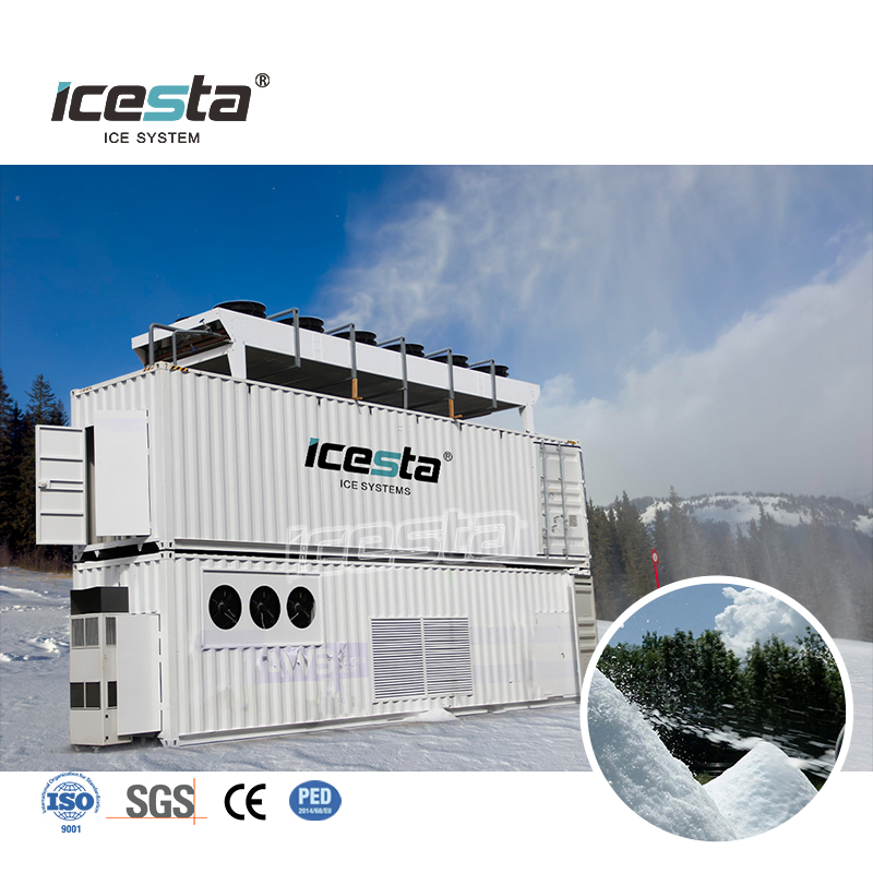 Sistema de fabricación de nieve artificial para todo clima Icesta Equipo de nieve para estaciones de esquí de alta temperatura ambiente