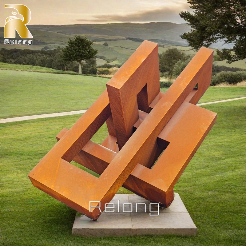 Large Outdoor Abstract Corten Steel Sculpture for City Decor