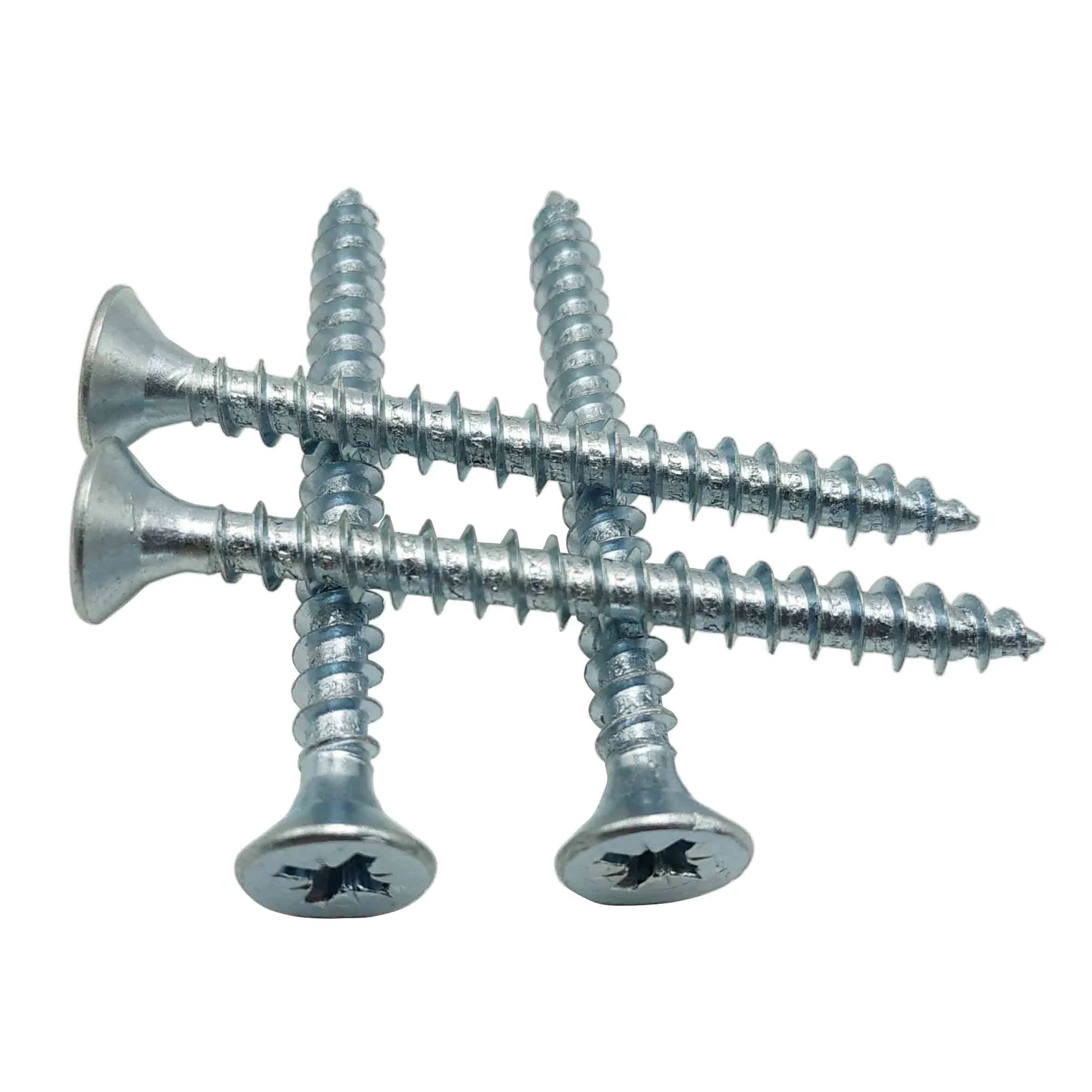 70mm 80mm 100mm White Zinc Double Countersunk Head Philips Tapping Screw Chipboard Screw for MDF Board