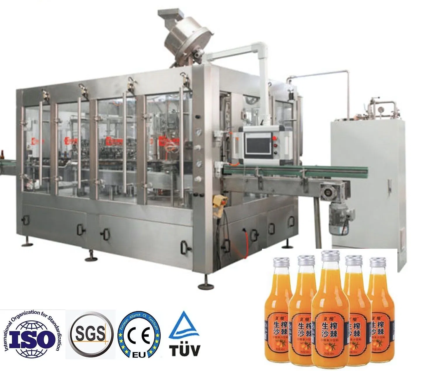 72 Heads Pet Glass Bottle Aluminum Can CSD Carbonated Soft Soda Sparkling Drink Water Dairy Juice Liquid Bottling Filling Ropp Ring Crown Cap Capping Machine