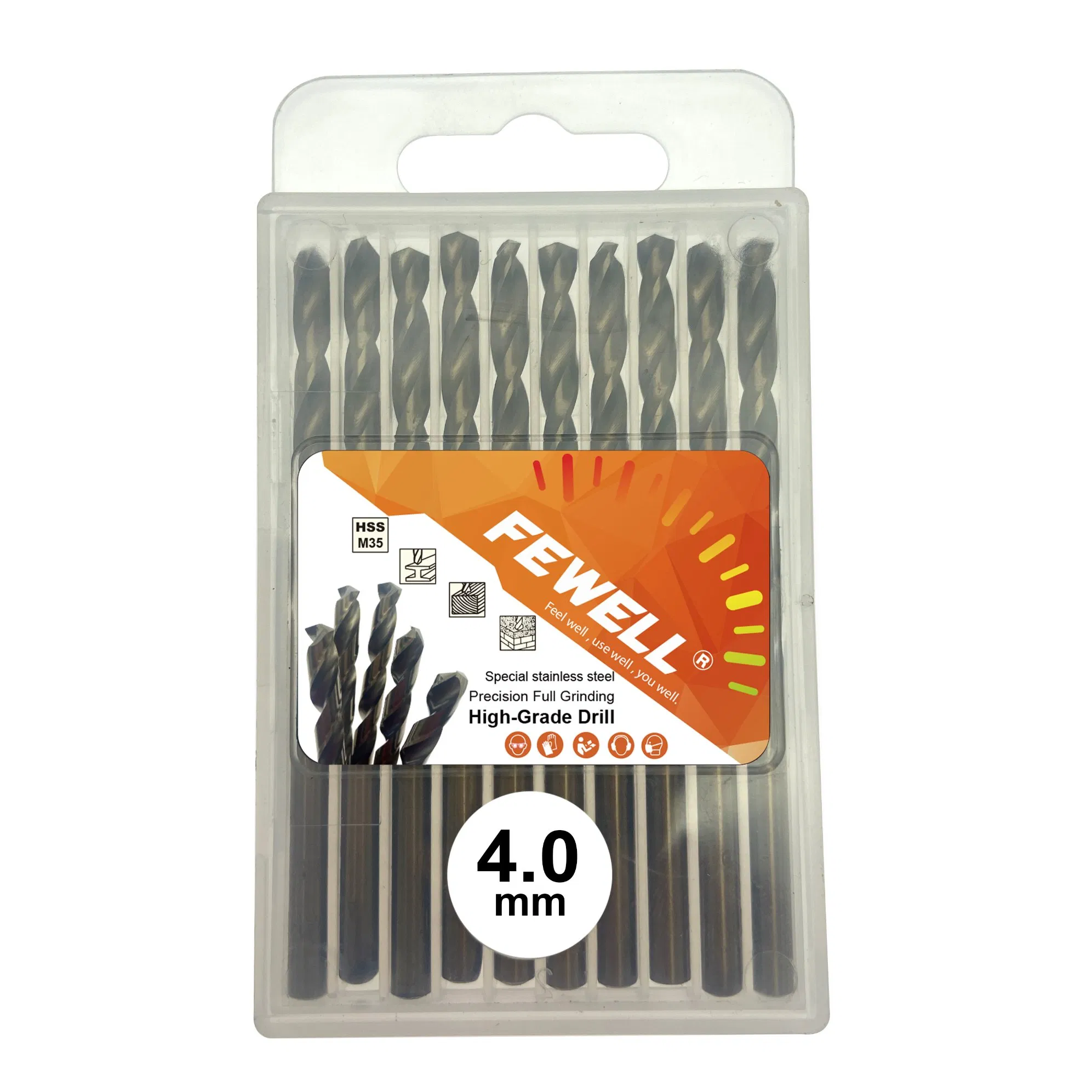 4mm M35 Straight Shank HSS Twist Drill Bits for Drilling Metal, Inox and Stainless Steel