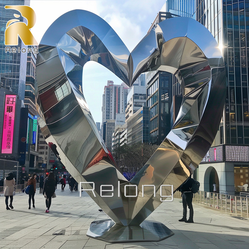 Geometric Landmark Love Metal Sculpture Stainless Steel Mirror Sculpture