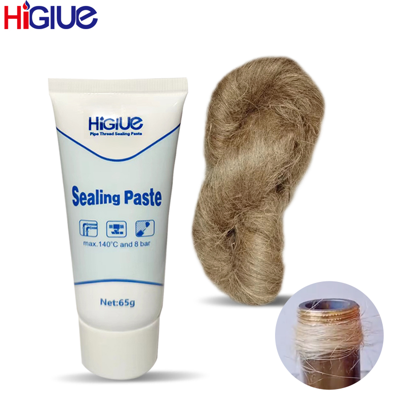 Higlue Gewindedichtmittel Hanf 65g Paste + 20g Flachsfaser Hanf für Rohrverschraubungen Abdichtung