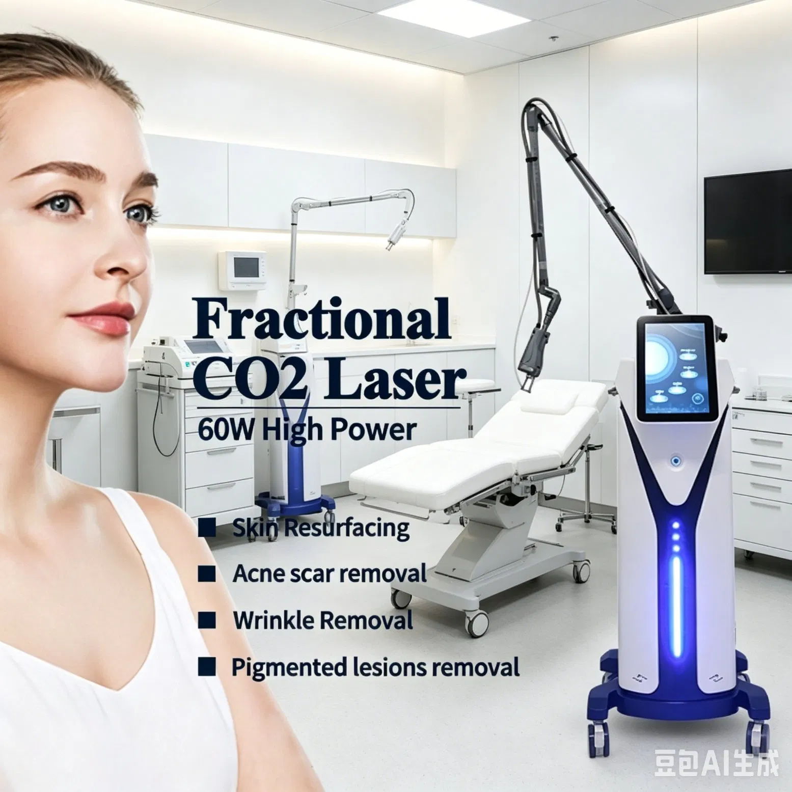 Fractional CO2 Laser Skin Resurfacing Scar Removal Stretch Mark Treatment Beauty Device