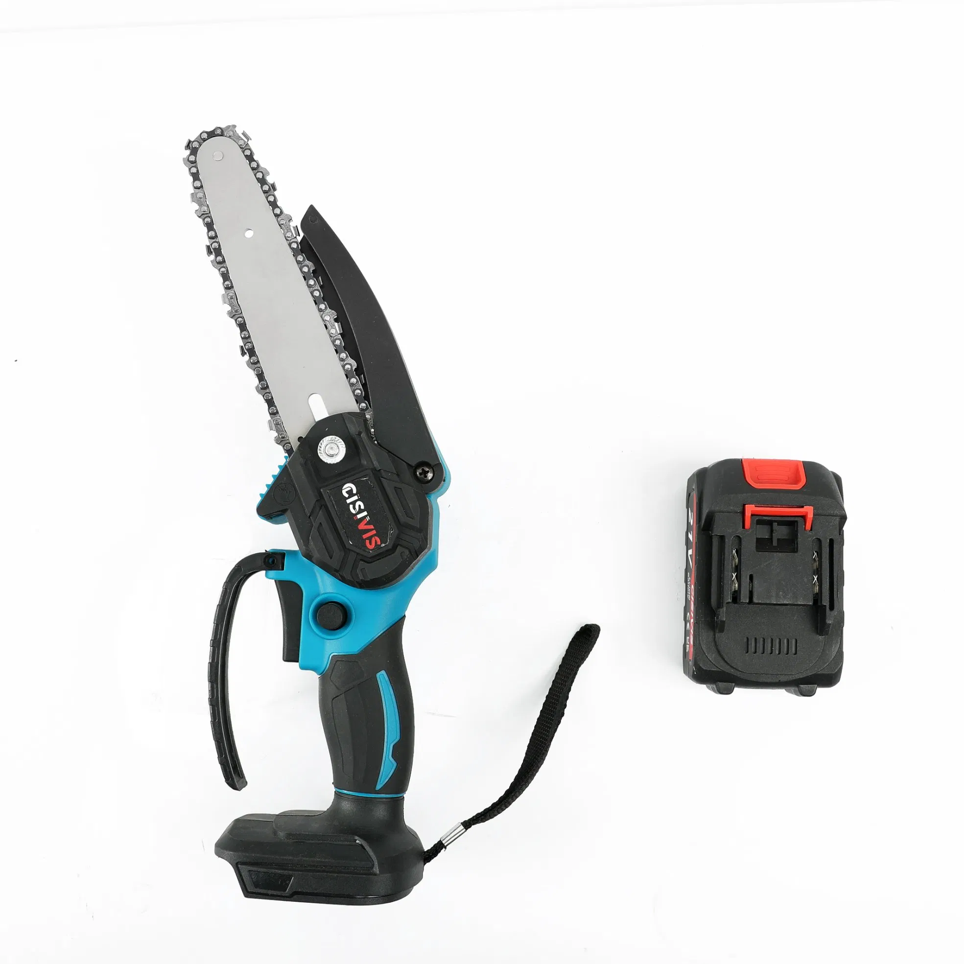Cisvis 21V 6 Zoll Mini Akku-Kettensäge mit 2 Akkus, Einhand-Design für leichtes Holzsägen und Baumschnitt