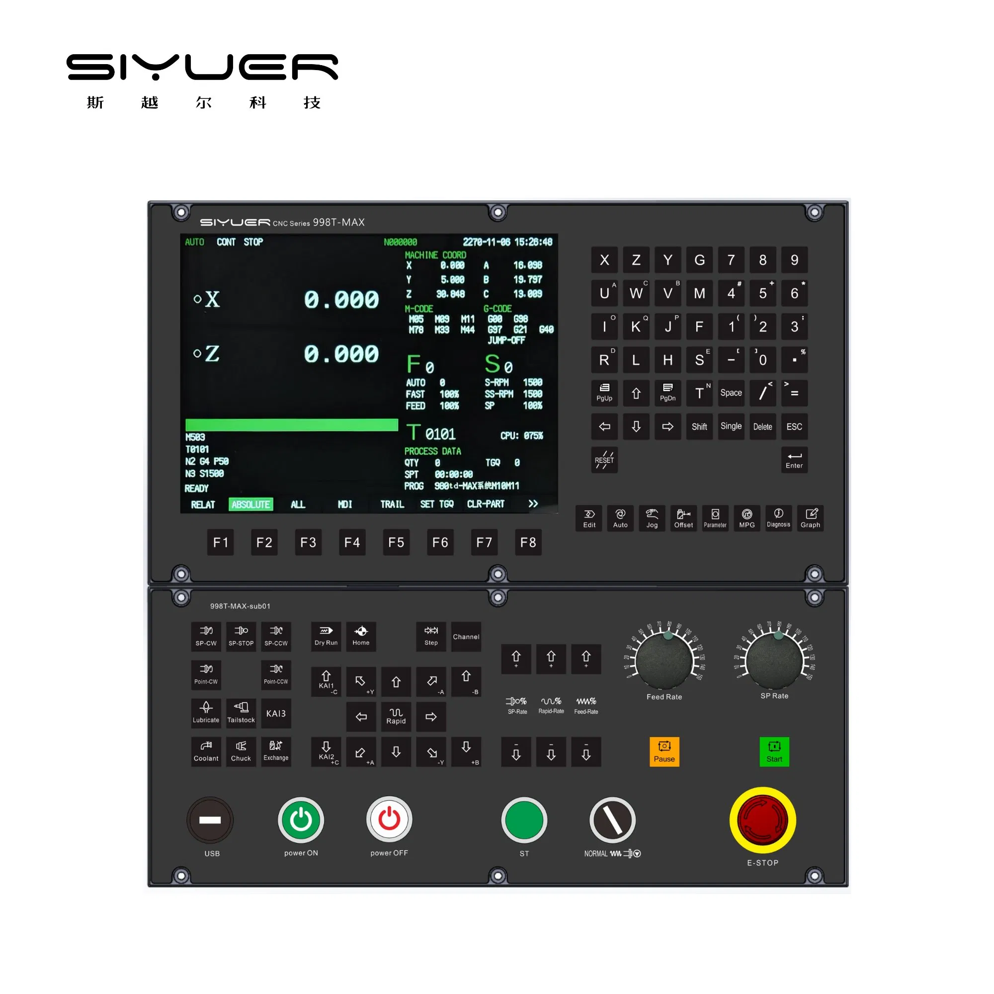 Siyuer 998T-Max CNC Controller for Lathe Turning Center with Servo Motor and Driver