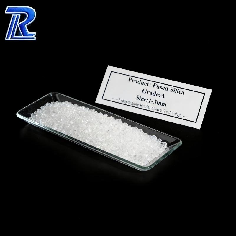 Cuarzo fundido de grado refractario 1-3 mm con pureza del 99,95 % y superior