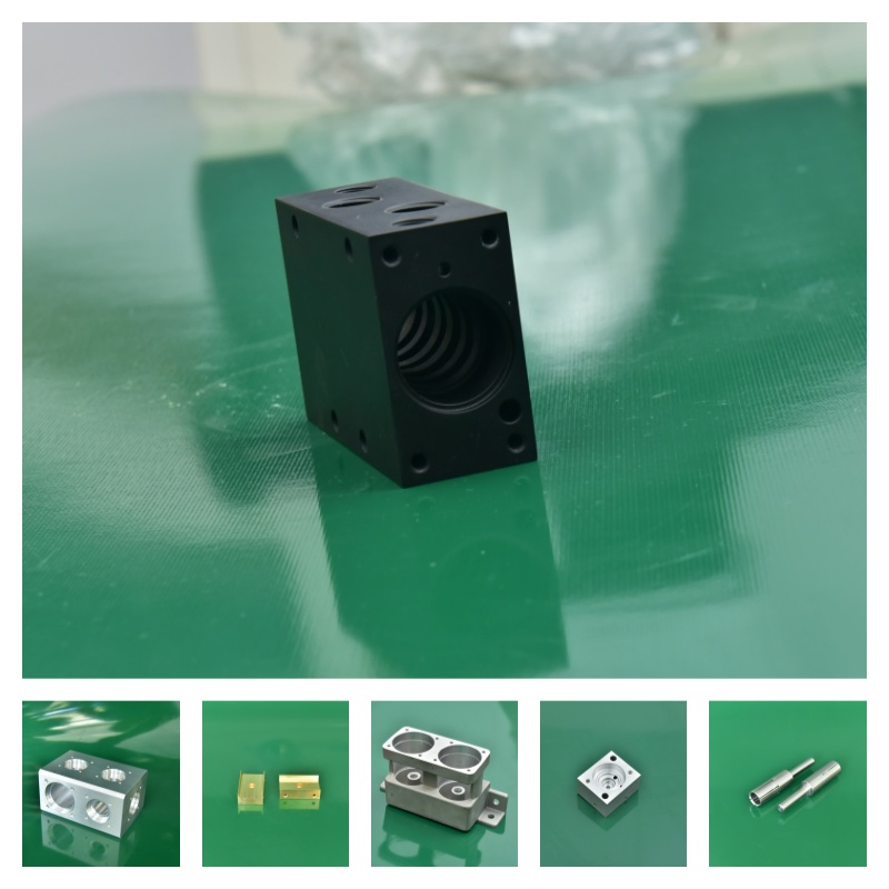 Accessoires de quincaillerie pour bloc hydraulique en aluminium anodisé noir de précision CNC
