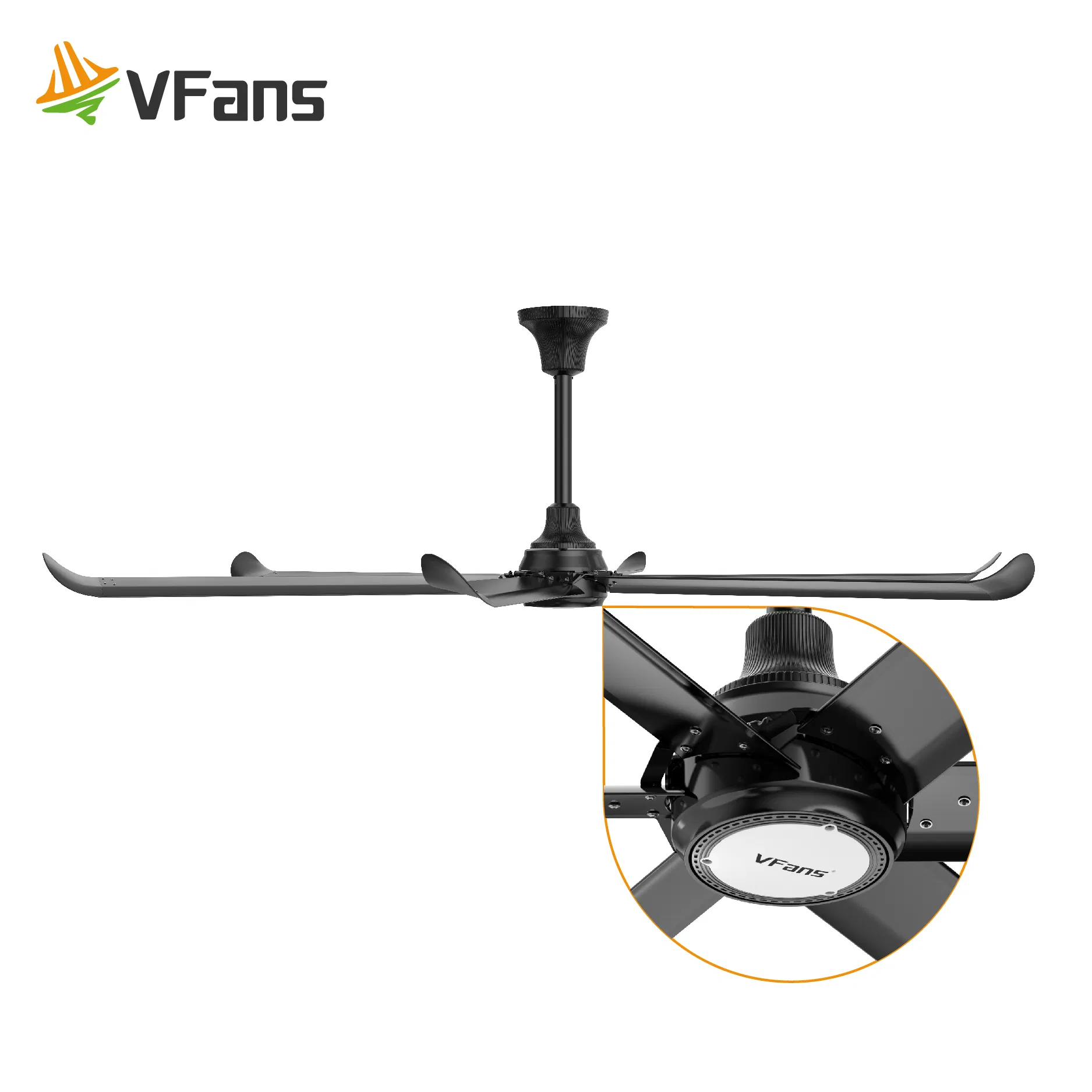 Vfans Customizable Noiseless High Brightness Stylish Cooling Ceiling Fan for Shops Restaurant