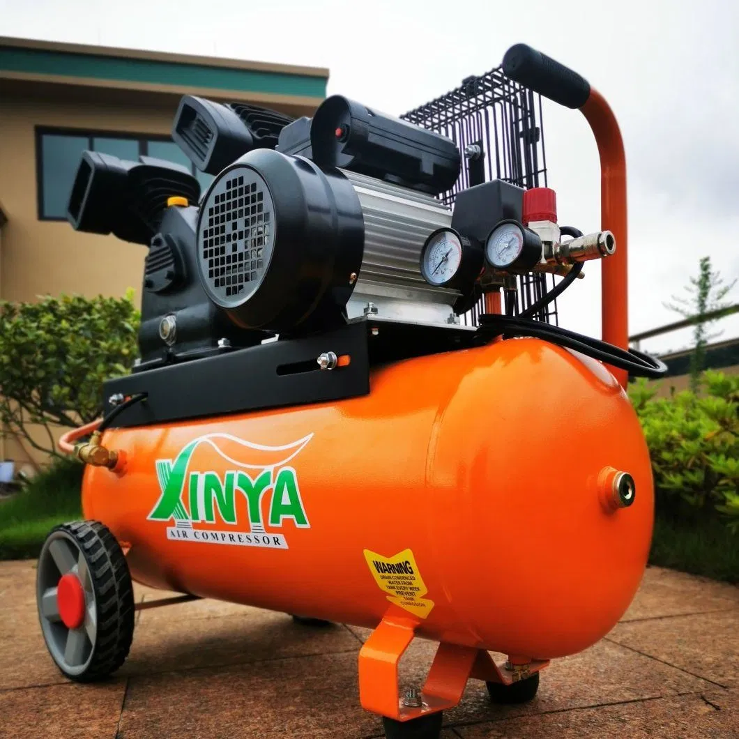 Xinya 50L 100L 0.8MPa Single Phase 220V/50Hz Electric Belt Driven Oil Lubricated 65mm Piston Air Compressor with CE Board