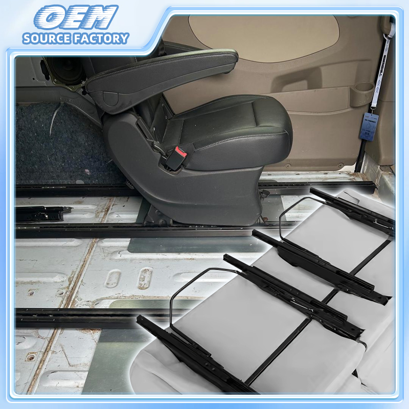 Universal Auto Seat Slide Rail Black Powder Coated Recline Adjusted Double Locked for Car Bus Caravan Van