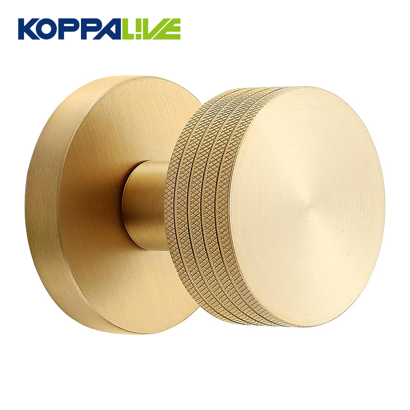 Solid Brass Cross Knurled Privacy Door Knob Brushed Finish Gold Industrial Style Grip Handle for Bedroom & Bathroom