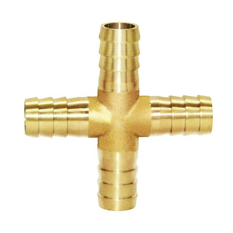 Heavy-Duty Leak-Proof Brass 4-Way Cross Barb Fitting