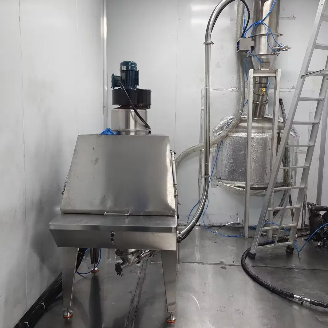 Estación eficiente de descarga de material en polvo a granel para sacos de 25 kg