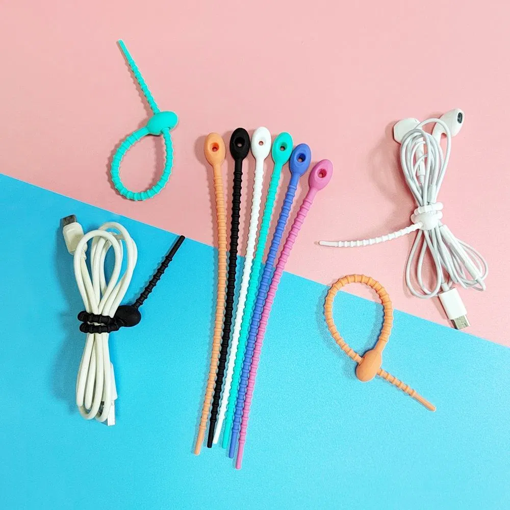 Silicone Tadpole Cable Ties Reusable Flexible Twist Ties for Cable Management Cord Organizer Strap