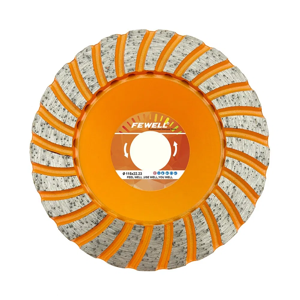Silver Brazed 4.5inch 115*5*22.23mm Turbo Diamond Grinding Cup Wheel Disc for Concrete, Stone