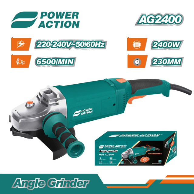 Power Action 2400W 230mm AG2400 Elektrischer Winkelschleifer Schleif- und Trenngerät