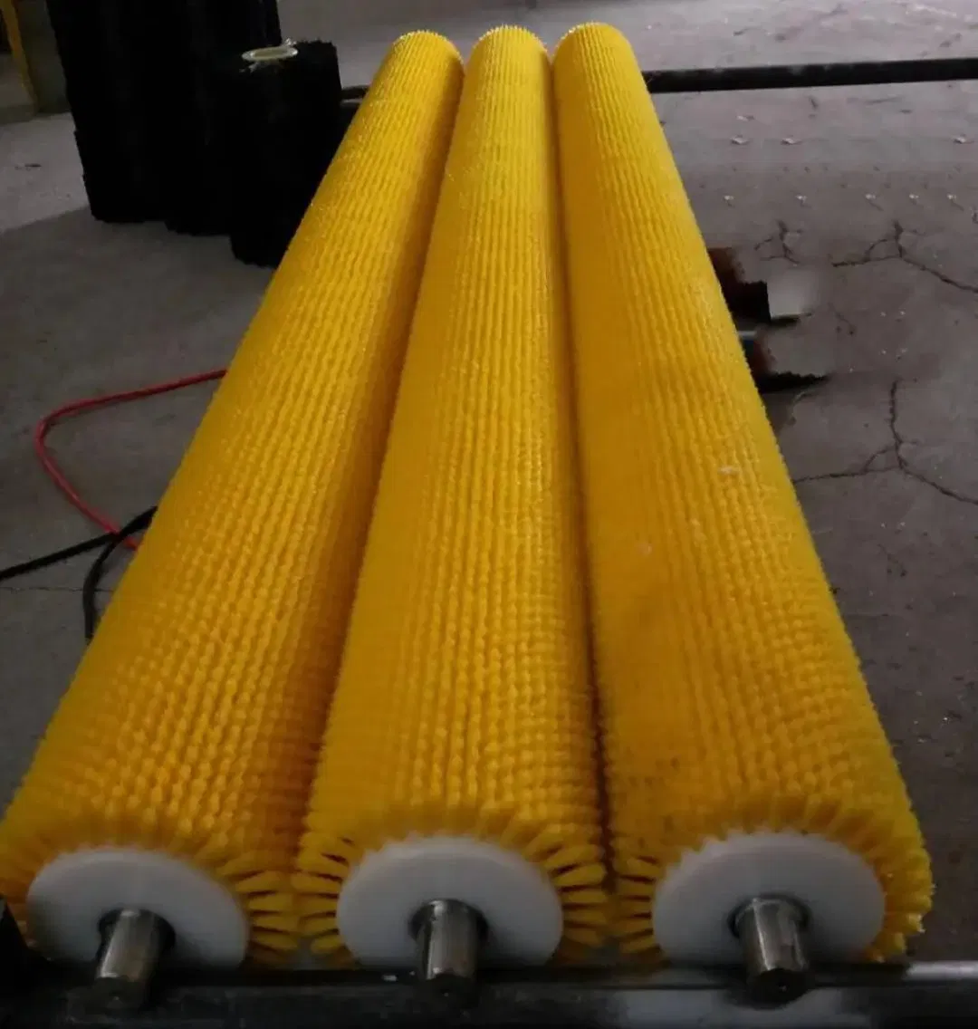 Yellow Nylon Cylindrical Roller Brush with Metal Shaft Industrial Cleaning Brush Roller