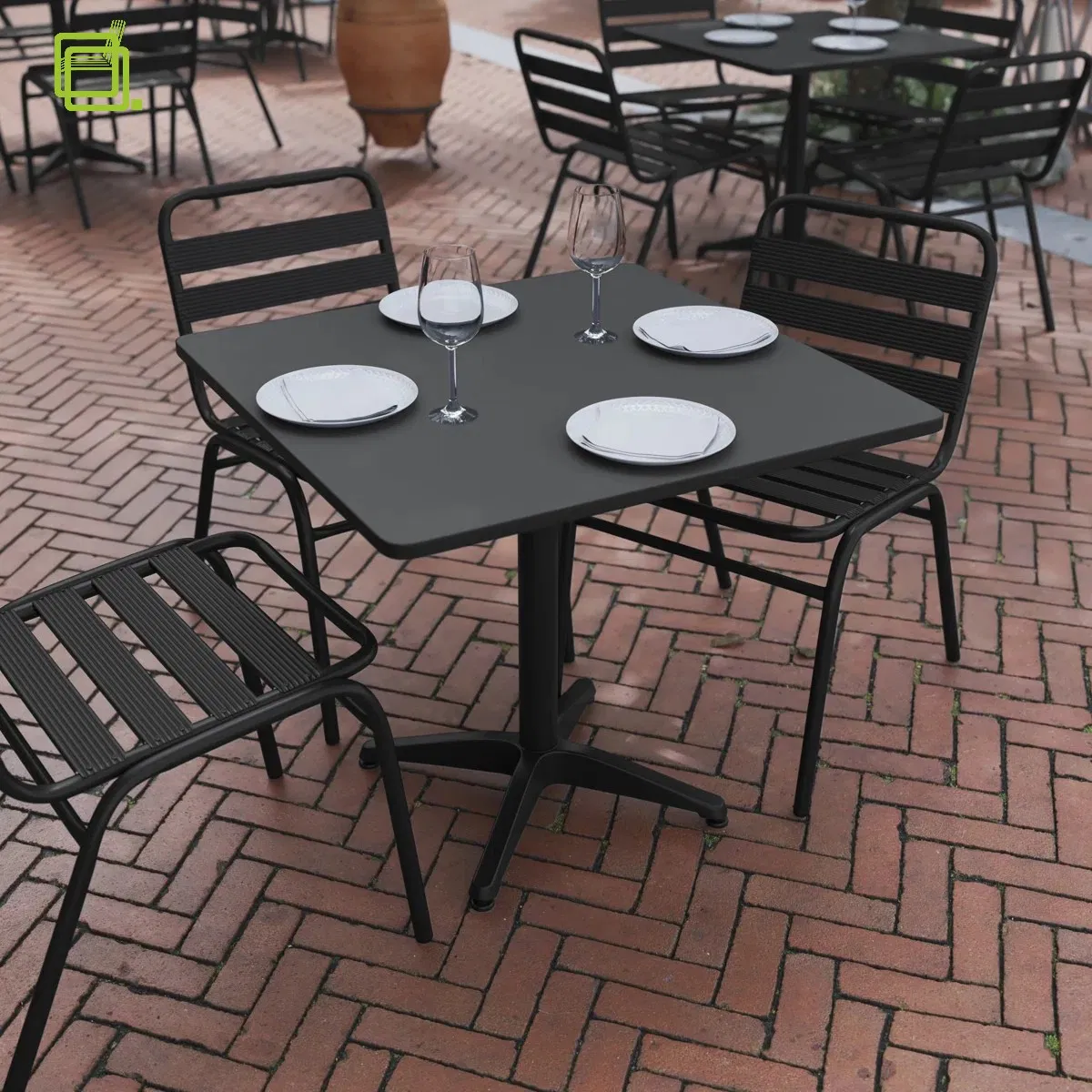 Matte Black Durable Weather-Resistant Patio Dining Table