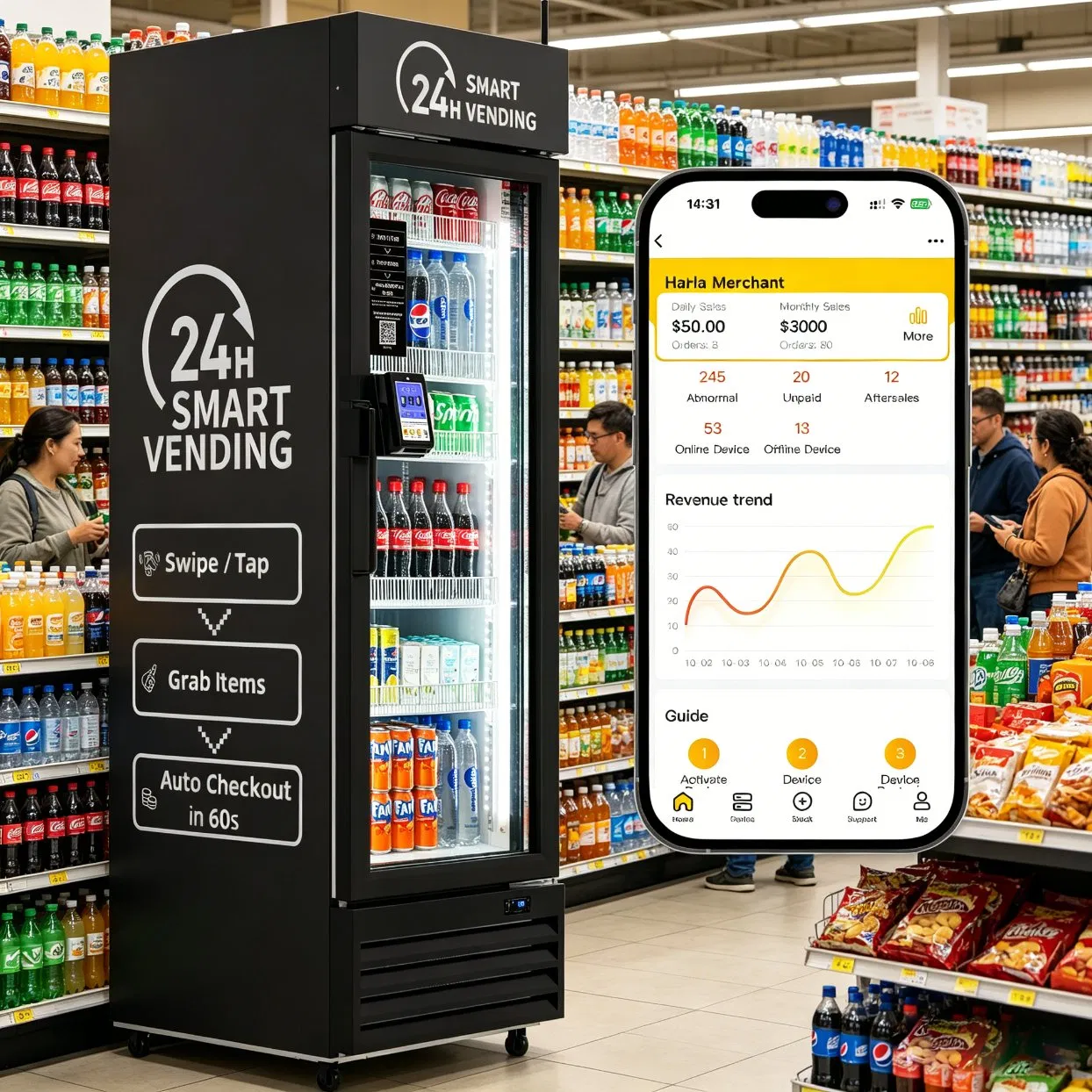 Haha Vending AI Smart Open-Door Vending Machine 99% AI Recognition