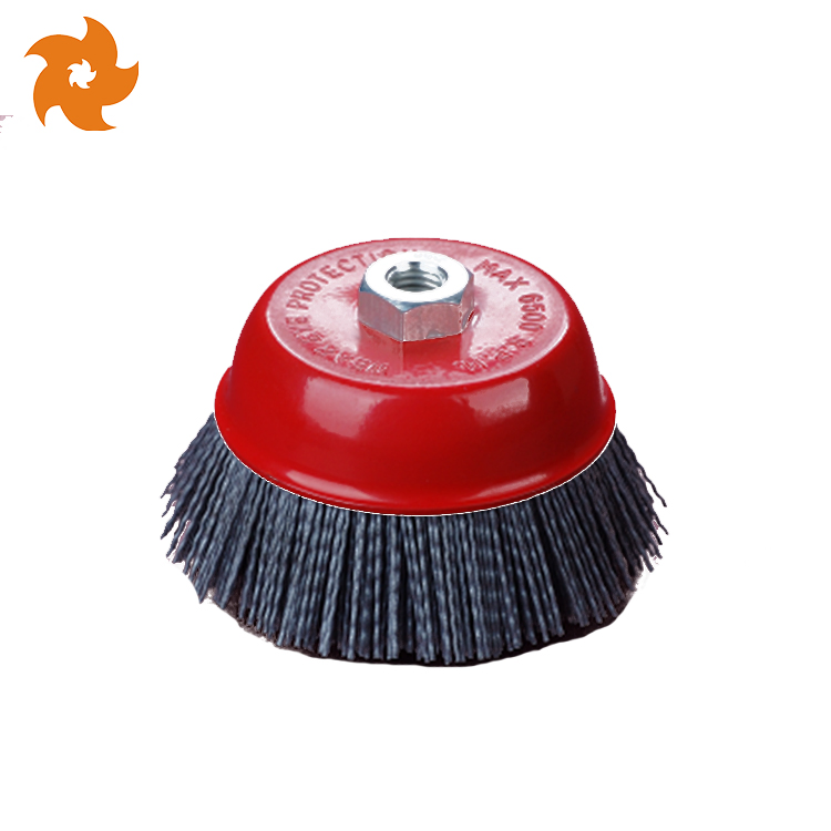 Cepillo de copa de alambre de nailon abrasivo de 100 mm para pulir metal