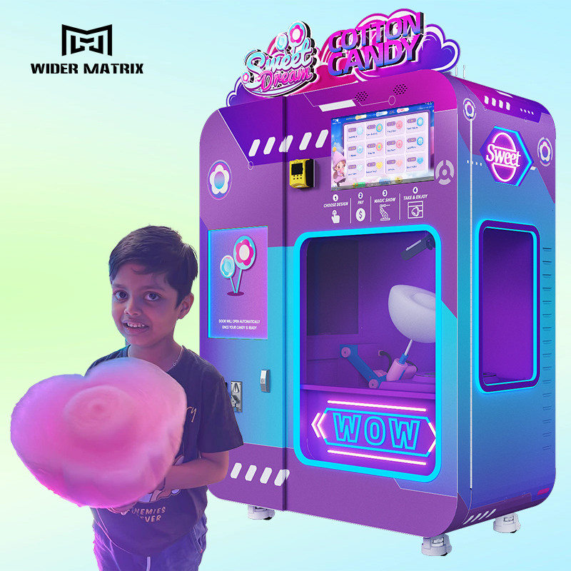Full Automatic Commercial Cotton Candy Fairy Floss Vending Machine with Coin Bill Credit Card Acceptor