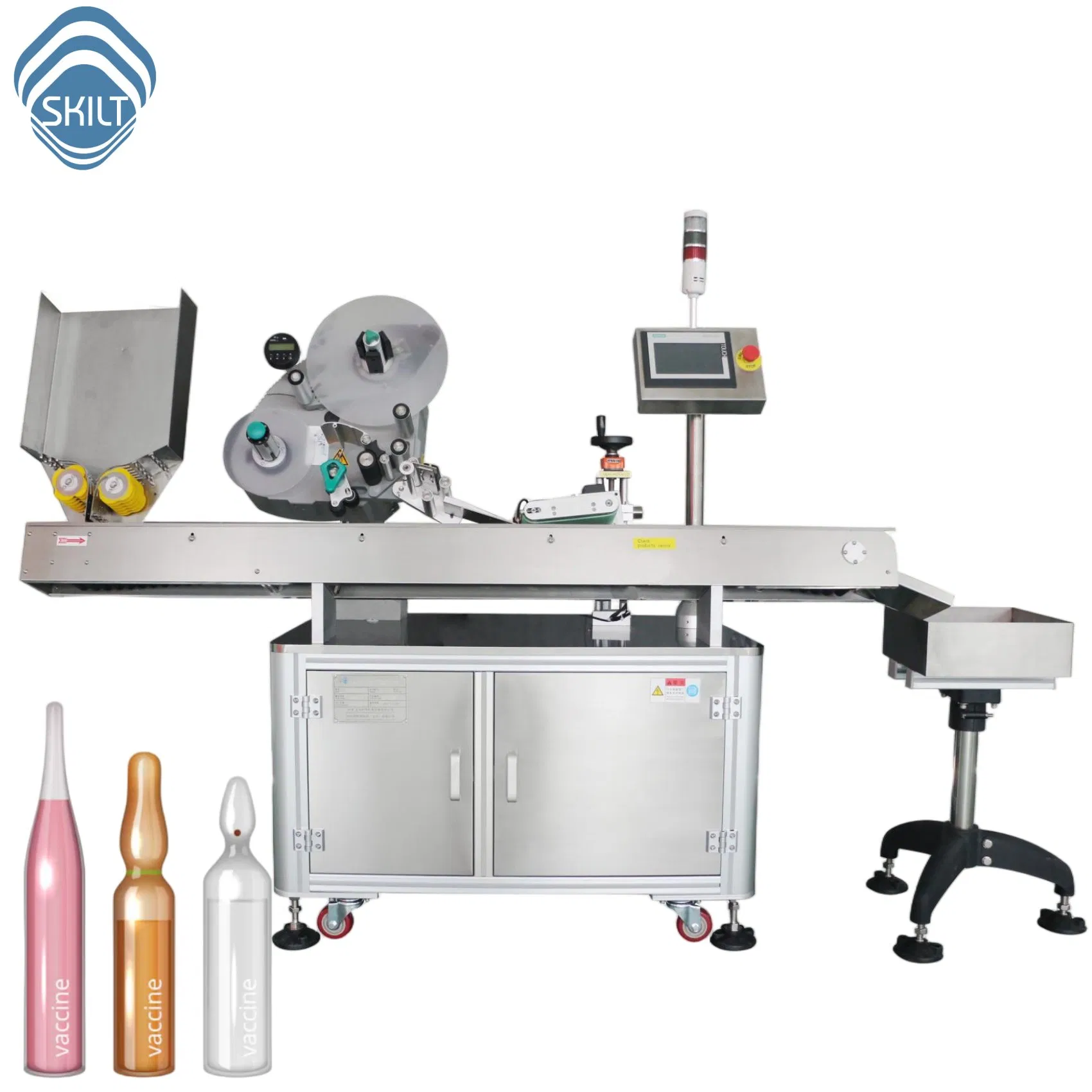 Skilt Automatic Sticker High Speed Ampoule Tube Injection Pen Wrap Around Labeling Machine Labeller Horizontal Way Label Applicator with Printer Manufacturer
