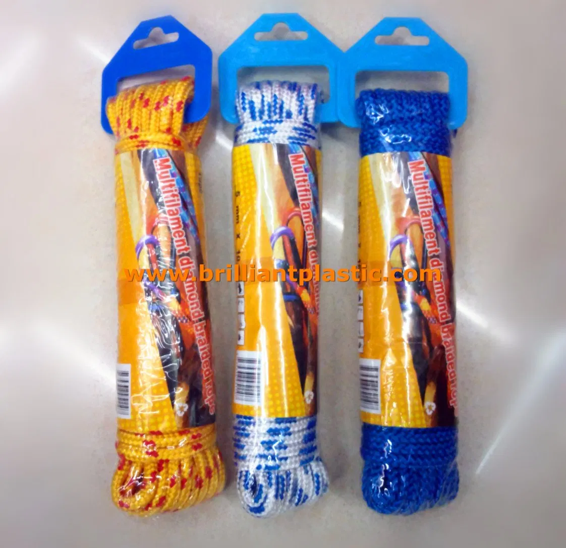 Corde en nylon tressée en diamant, corde en plastique tressée solide en PP, corde en plastique d'emballage sur bobine, corde à linge