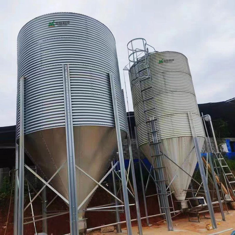 10/20/30 Tons Galvanized Steel Feed Storage Bins Silo for Pig Feeding System