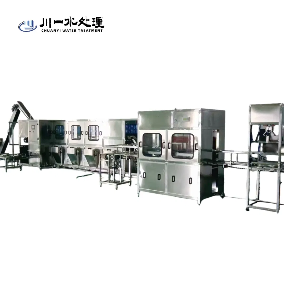 Linea di produzione automatica per il trattamento e il riempimento di barili d'acqua da 18,9 litri, da 3-5 galloni, con capacità di 600BPH