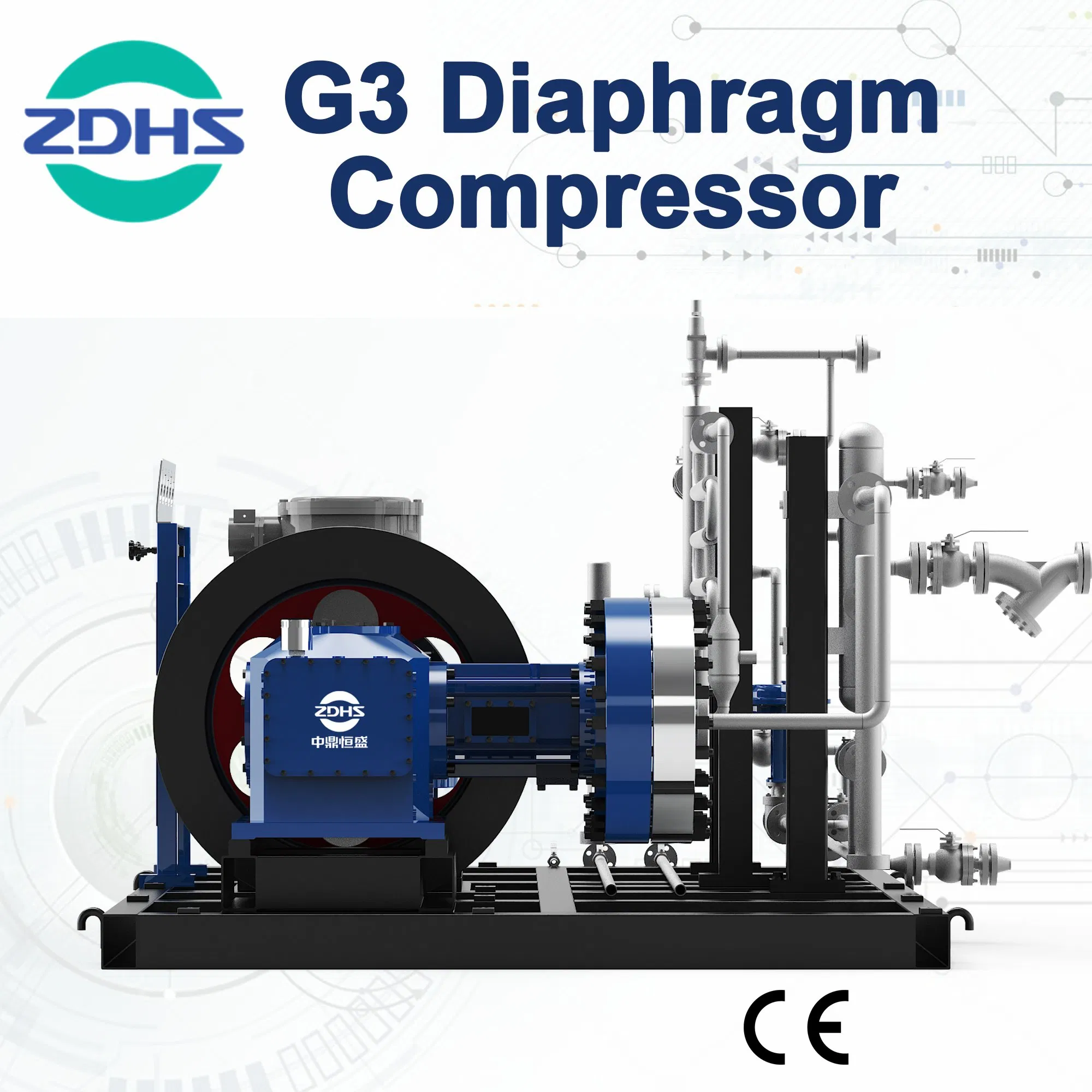 Compressore a diaframma per gas pericolosi ad alta purezza e alta contropressione 15MPa/20MPa per la compressione del gas