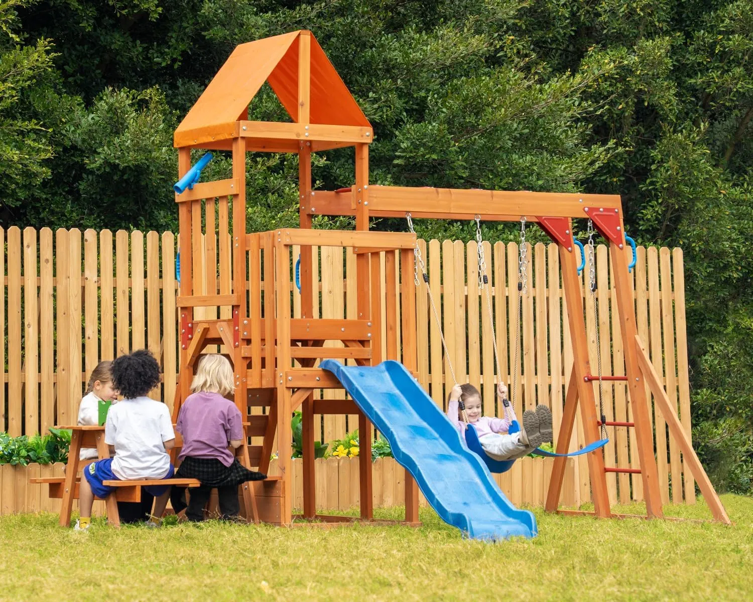 Wooden Swing Set Outdoor Playset for Children