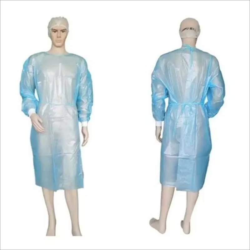 Einweg-Isolierkittel aus wasserdichtem PP+PE-beschichtetem Material mit Strickbündchen