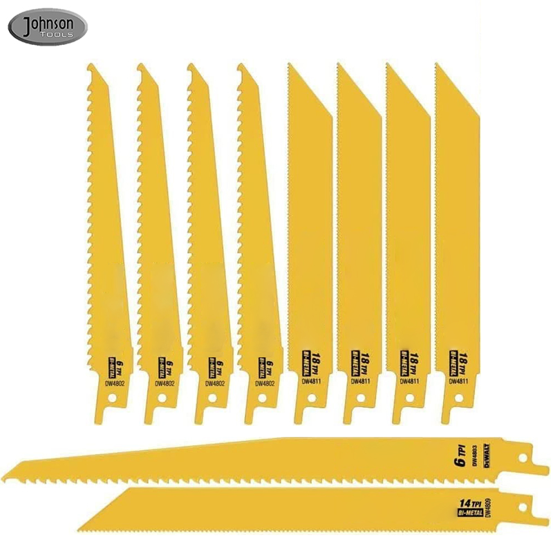 10 Piece Bi-Metal Reciprocating Saw Blades Combination Set for Wood and Metal Cutting